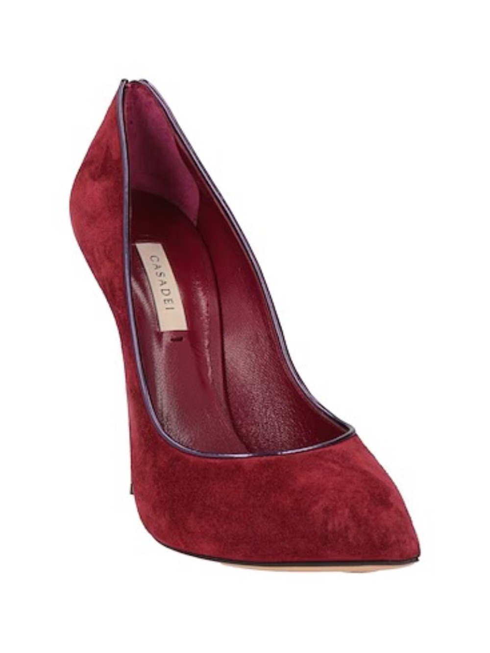 Casadei Women's Deep Wine Suede Pointed-Toe Heels
